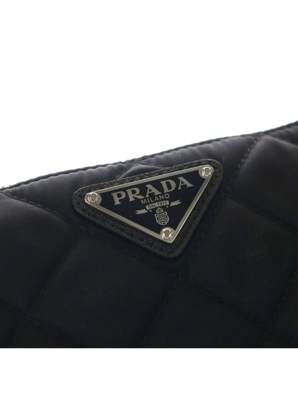 Prada Quilted Chain Shoulder Bag Black Nylon Silver - Picture 6 of 8
